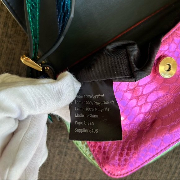 KURT GEIGER Metallic Colorblock Leather 20 Mini Convertible Bag LIKE NEW - Picture 14 of 17